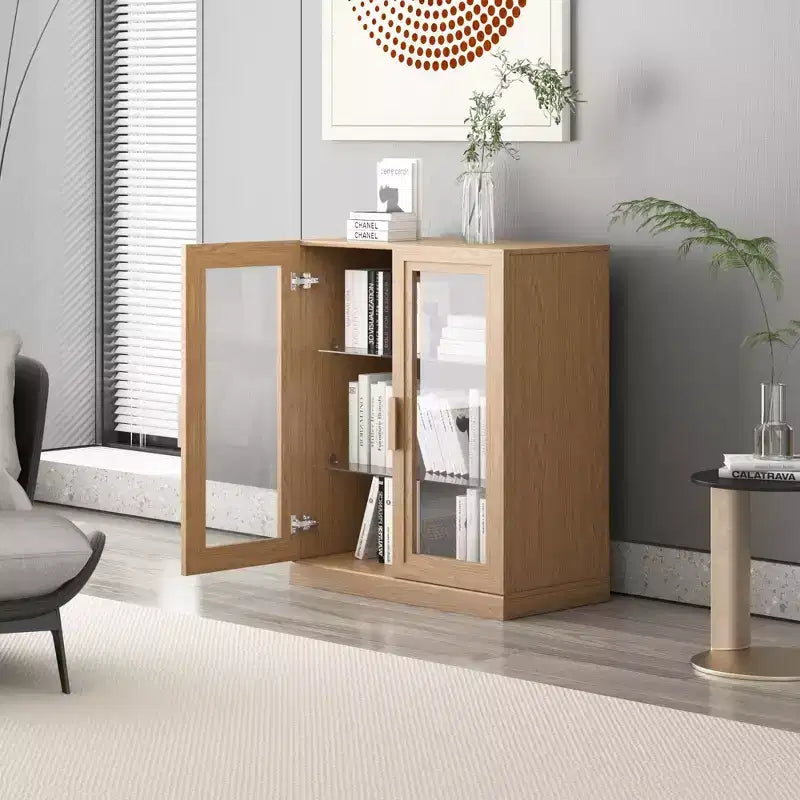 Mobile accentato in legno 36x31x16, organizer portaoggetti con ripiani regolabili e ante in vetro per cucina, camera da letto, ingresso, soggiorno/sala da pranzo
