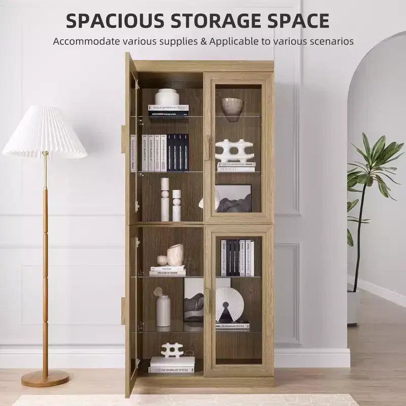 Mobile accentato in legno 36x31x16, organizer portaoggetti con ripiani regolabili e ante in vetro per cucina, camera da letto, ingresso, soggiorno/sala da pranzo