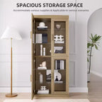 Mobile accentato in legno 36x31x16, organizer portaoggetti con ripiani regolabili e ante in vetro per cucina, camera da letto, ingresso, soggiorno/sala da pranzo