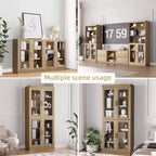 Mobile accentato in legno 36x31x16, organizer portaoggetti con ripiani regolabili e ante in vetro per cucina, camera da letto, ingresso, soggiorno/sala da pranzo