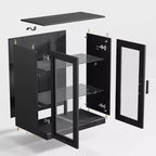 41*31*16 Wood Accent Sideboard Cabinet in Black, Storage Organizer with Adjustable Shelves for Kitchen Bedroom Living Room Dinning Room