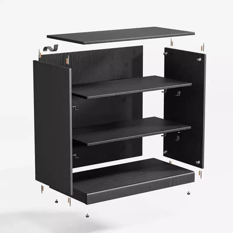 41*31*16 Wood Accent Sideboard Cabinet in Black, Storage Organizer with Adjustable Shelves for Kitchen Bedroom Living Room Dinning Room