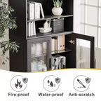 41*31*16 Wood Accent Sideboard Cabinet in Black, Storage Organizer with Adjustable Shelves for Kitchen Bedroom Living Room Dinning Room