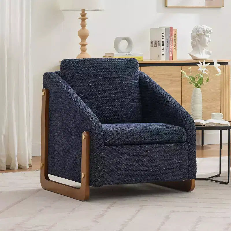 Okak Sedie d'Accento Moderne per Camera da Letto, Sedia Rivestita in Tessuto Ciniglia con Telaio Laterale in Legno, Sedia per il Tempo Libero con Seduta Imbottita