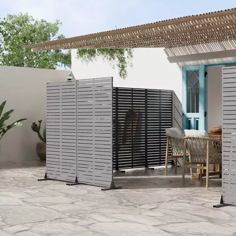 72 H35W Dovelina Grigio Paravento Decorativo per Esterni in Metallo Autoportante Recinzione da Giardino