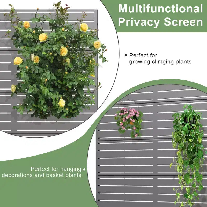 72 H35W Dovelina Grigio Paravento Decorativo per Esterni in Metallo Autoportante Recinzione da Giardino