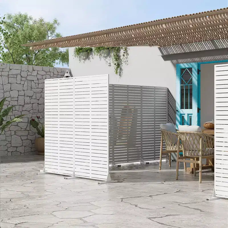 72 H35W Dovelina Grigio Paravento Decorativo per Esterni in Metallo Autoportante Recinzione da Giardino