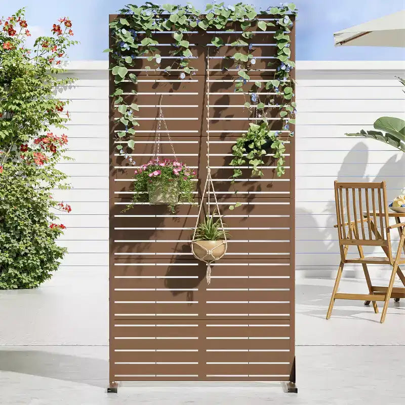 72 H35W Dovelina Grigio Paravento Decorativo per Esterni in Metallo Autoportante Recinzione da Giardino