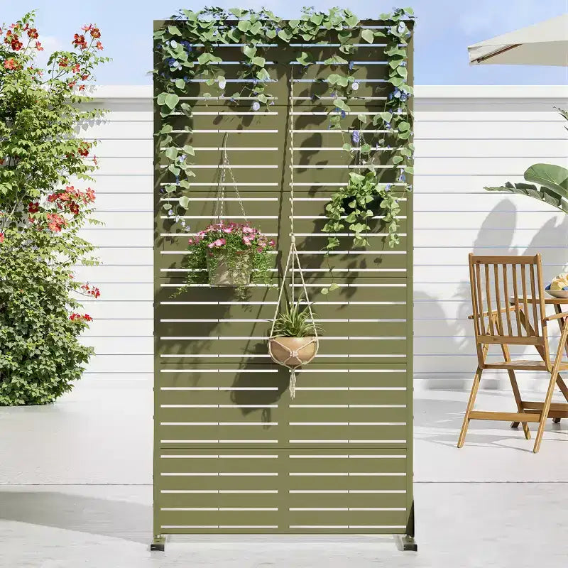 72 H35W Dovelina Grigio Paravento Decorativo per Esterni in Metallo Autoportante Recinzione da Giardino