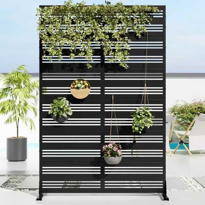 72 H35W Dovelina Grigio Paravento Decorativo per Esterni in Metallo Autoportante Recinzione da Giardino