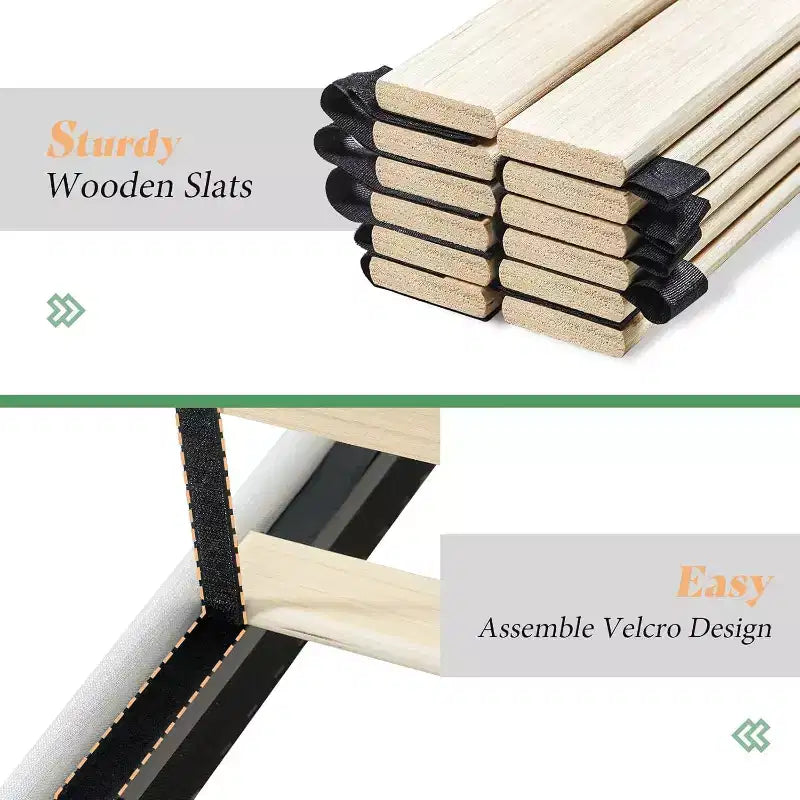 AMERLIFE Upholstered Bed Frame with Adjustable Headboard
