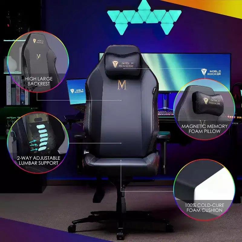 AMERLIFE Gaming Chair Ergonomic PC Game Chair- Lumbar Support Headrest 4D Armrests Computer Chair