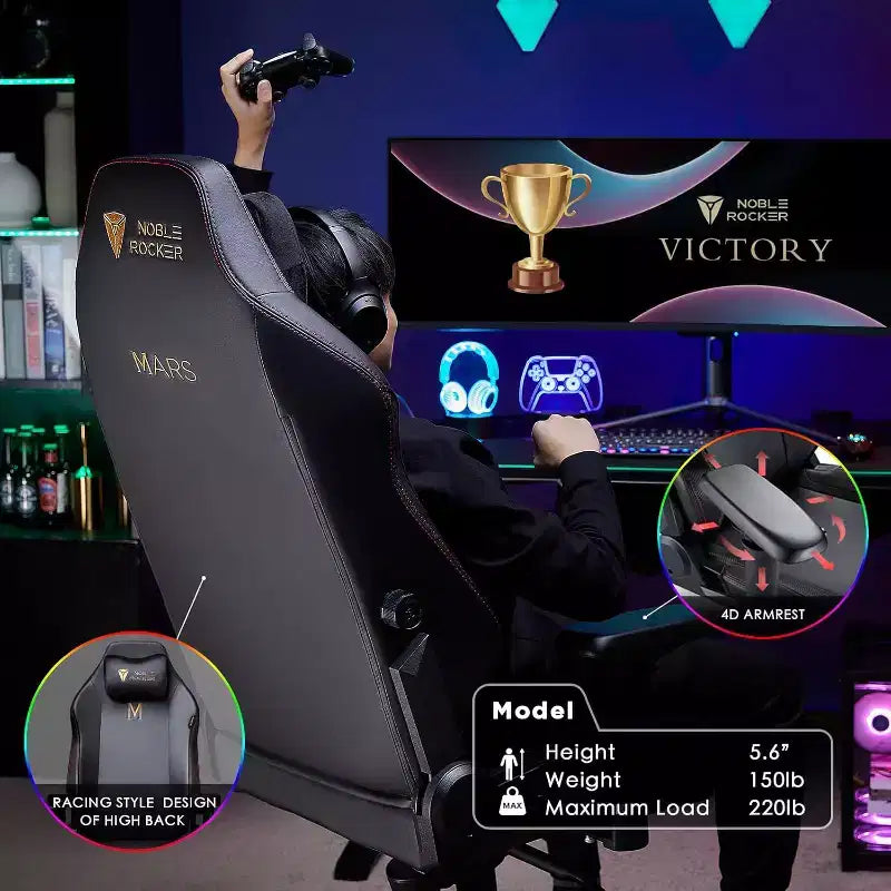 AMERLIFE Gaming Chair Ergonomic PC Game Chair- Lumbar Support Headrest 4D Armrests Computer Chair