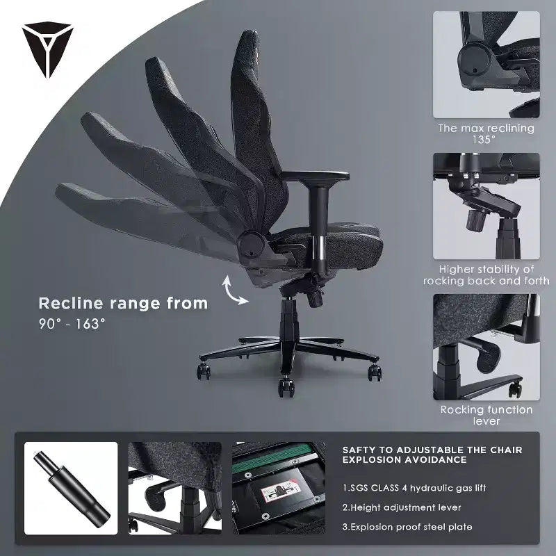 AMERLIFE Gaming Chair Ergonomic PC Game Chair- Lumbar Support Headrest 4D Armrests Computer Chair