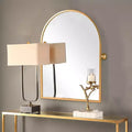 31x24 Arched Bathroom Mirror with Hardware, Iron Rotating Wall Hanging Mirror Wall Mounted Vanity Mirror for Bedroom Living Room Entryway, Gold