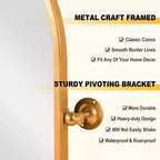 31x24 Arched Bathroom Mirror with Hardware, Iron Rotating Wall Hanging Mirror Wall Mounted Vanity Mirror for Bedroom Living Room Entryway, Gold
