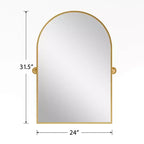 31x24 Arched Bathroom Mirror with Hardware, Iron Rotating Wall Hanging Mirror Wall Mounted Vanity Mirror for Bedroom Living Room Entryway, Gold