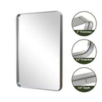 Specchio da bagno rettangolare 50x32 con cornice in lega di alluminio, specchio da parete per camera da letto, soggiorno, ingresso, argento
