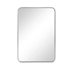 Specchio da bagno rettangolare 50x32 con cornice in lega di alluminio, specchio da parete per camera da letto, soggiorno, ingresso, argento