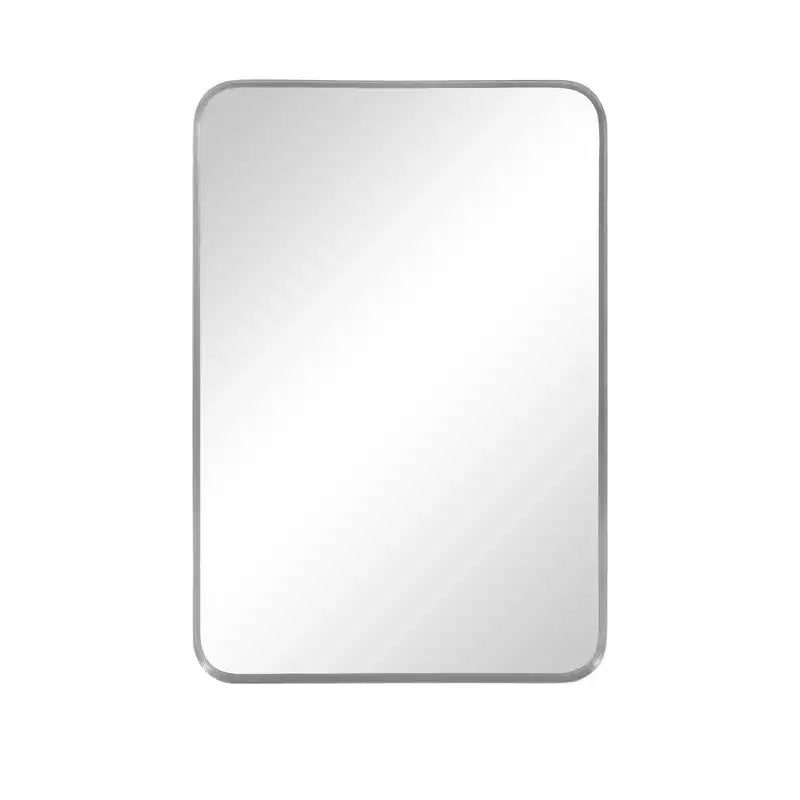Specchio da bagno rettangolare 50x32 con cornice in lega di alluminio, specchio da parete per camera da letto, soggiorno, ingresso, argento