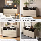 Luck Live Dressers Modern 3 drawer vanity with open shelf, beige