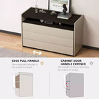 Luck Live Dressers Modern 3 drawer vanity with open shelf, beige