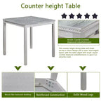 5 Piece Counter Height Table Set with Square Table and 4 Upholstered Chairs, Counter Height Dining Table with Crystal Decoration and Chair Set