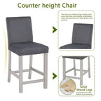 5 Piece Counter Height Table Set with Square Table and 4 Upholstered Chairs, Counter Height Dining Table with Crystal Decoration and Chair Set