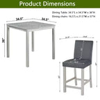 5 Piece Counter Height Table Set with Square Table and 4 Upholstered Chairs, Counter Height Dining Table with Crystal Decoration and Chair Set