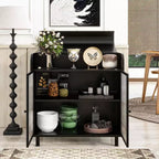 CLIHOME Credenza moderna con ante in vetro figurato temperato e piano a ribalta, consolle portaoggetti con struttura in metallo