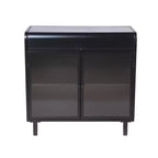 CLIHOME Credenza moderna con ante in vetro figurato temperato e piano a ribalta, consolle portaoggetti con struttura in metallo