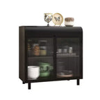 CLIHOME Credenza moderna con ante in vetro figurato temperato e piano a ribalta, consolle portaoggetti con struttura in metallo