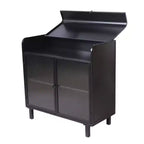 CLIHOME Credenza moderna con ante in vetro figurato temperato e piano a ribalta, consolle portaoggetti con struttura in metallo