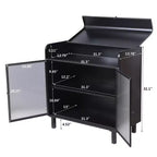 CLIHOME Credenza moderna con ante in vetro figurato temperato e piano a ribalta, consolle portaoggetti con struttura in metallo