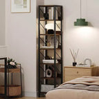 Libreria Industriale con Armadietto, Scaffale Aperto a 4 Ripiani, Mensola Espositiva, Alta 180 cm, Per Camera da Letto, Soggiorno, Ufficio, Marrone