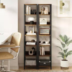 Libreria Industriale con Armadietto, Scaffale Aperto a 4 Ripiani, Mensola Espositiva, Alta 180 cm, Per Camera da Letto, Soggiorno, Ufficio, Marrone
