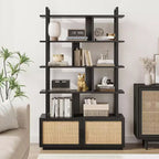 Libreria Industriale con Armadietto, Scaffale Aperto a 4 Ripiani, Mensola Espositiva, Alta 180 cm, Per Camera da Letto, Soggiorno, Ufficio, Marrone
