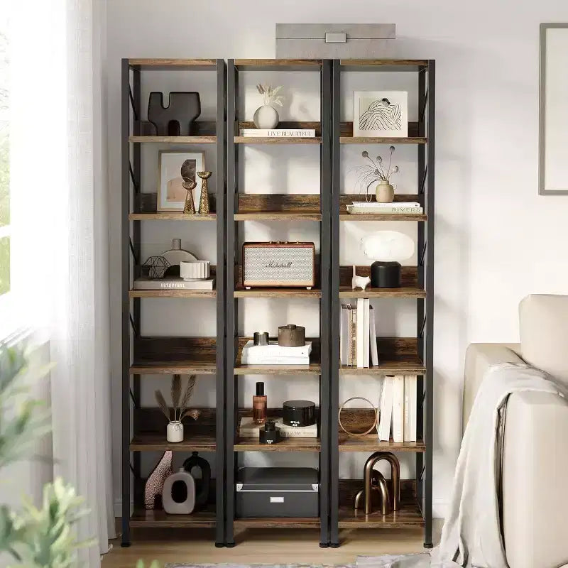 Libreria Industriale con Armadietto, Scaffale Aperto a 4 Ripiani, Mensola Espositiva, Alta 180 cm, Per Camera da Letto, Soggiorno, Ufficio, Marrone