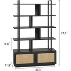 Libreria Industriale con Armadietto, Scaffale Aperto a 4 Ripiani, Mensola Espositiva, Alta 180 cm, Per Camera da Letto, Soggiorno, Ufficio, Marrone