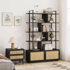 Libreria Industriale con Armadietto, Scaffale Aperto a 4 Ripiani, Mensola Espositiva, Alta 180 cm, Per Camera da Letto, Soggiorno, Ufficio, Marrone