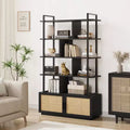 Industrial Bookcase with Storage Cabinet, 4 Tier Open Storage Shelf, Display Shelf, 70.87 Inch Tall, For Bedroom, Living Room, Office, Brown