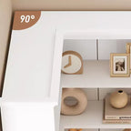 Corner Bookshelf 72.8in Farmhouse Bookcase Large Bookshelves Tall 5 Tier Corner Shelf L Shaped Bookshelf Storage Display Rack