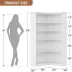 Corner Bookshelf 72.8in Farmhouse Bookcase Large Bookshelves Tall 5 Tier Corner Shelf L Shaped Bookshelf Storage Display Rack