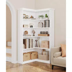 Corner Bookshelf 72.8in Farmhouse Bookcase Large Bookshelves Tall 5 Tier Corner Shelf L Shaped Bookshelf Storage Display Rack