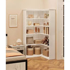 Corner Bookshelf 72.8in Farmhouse Bookcase Large Bookshelves Tall 5 Tier Corner Shelf L Shaped Bookshelf Storage Display Rack