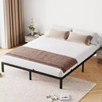 Bed Frame No Box Spring Needed, Heavy Duty Platform Metal Bed Frame with Metal Slats and Under Bed Storage, Easy Assembly, Black