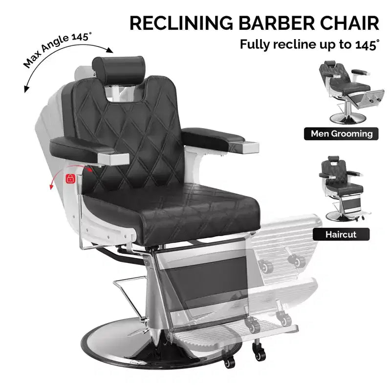 Karl Home Modern Style Heavy Duty Hydraulic Recline Barber Chair