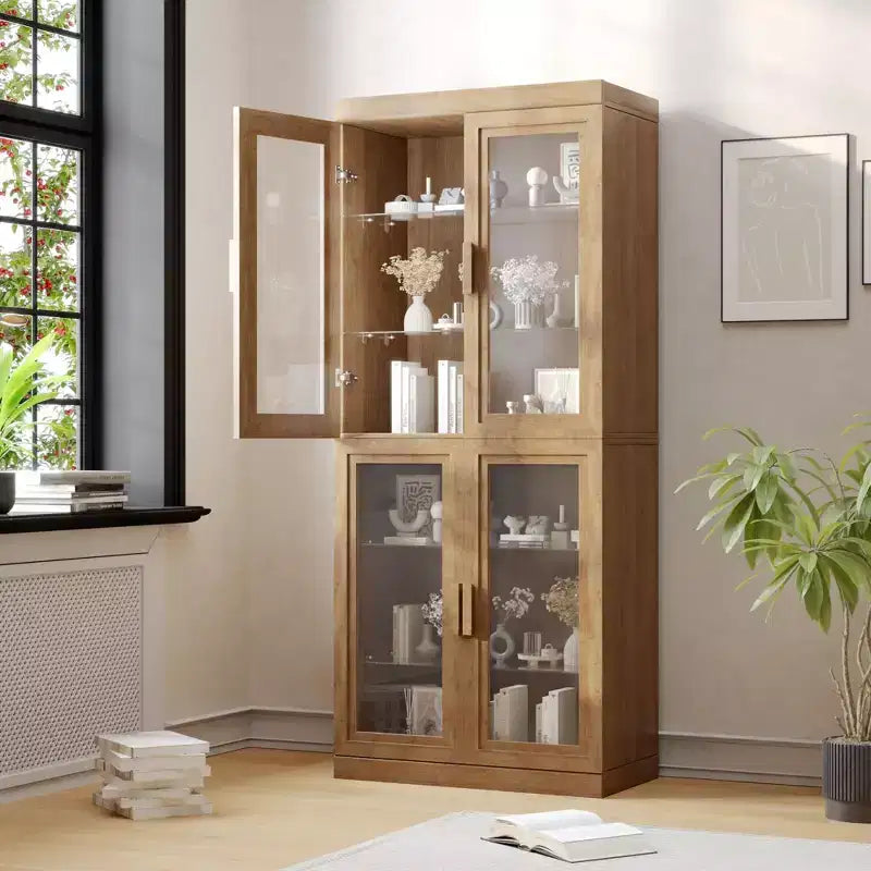 Vetrina Contenitore con Ante in Vetro: Design Semplice ed Elegante, Grande Capacità di Archiviazione, Pratica e Bella, Un Potente Strumento per l'Ordine Domestico
