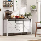 HOMCOM Credenza a buffet in stile rustico da 150 cm con piano spesso, mobile bar da caffè con ante scorrevoli a granaio, cassetti, ripiani regolabili