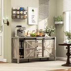 HOMCOM Credenza a buffet in stile rustico da 150 cm con piano spesso, mobile bar da caffè con ante scorrevoli a granaio, cassetti, ripiani regolabili